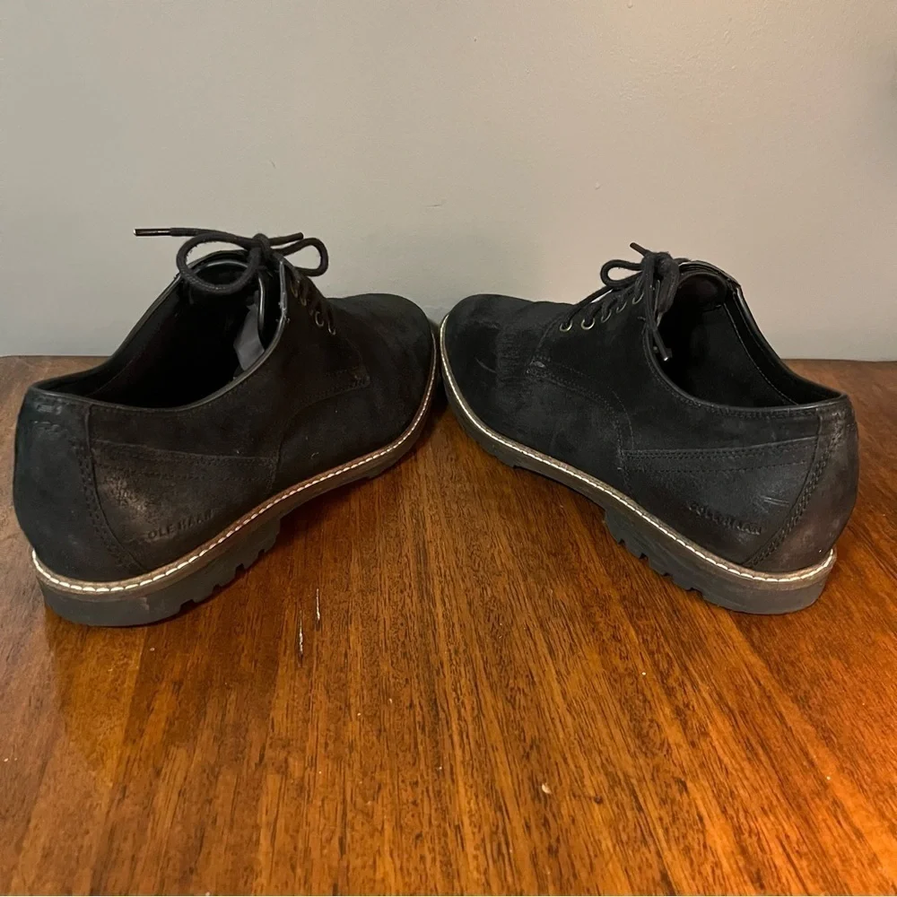 Cole Haan Grand Suede Oxford Mens 11.5Leather Lace Up Comfort Shoe Black Nu buck